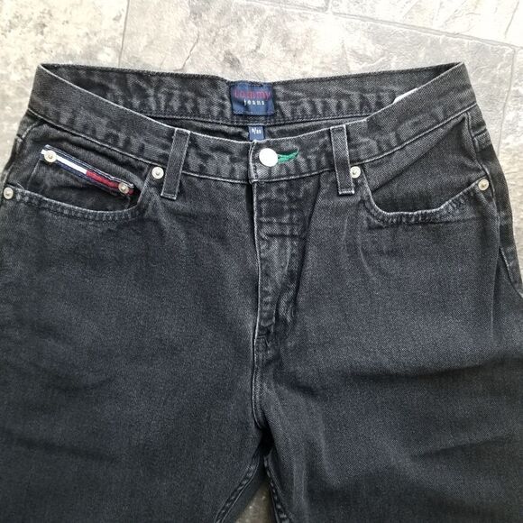 Vintage 90s y2k Black Tommy Hilfiger High Rise Waist Relaxed Fit Mom Jeans 9/30 - Picture 4 of 8